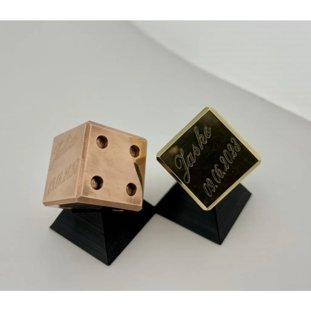 The PAIR Wedding Gift - Set of Two Dices in Copper and Brass