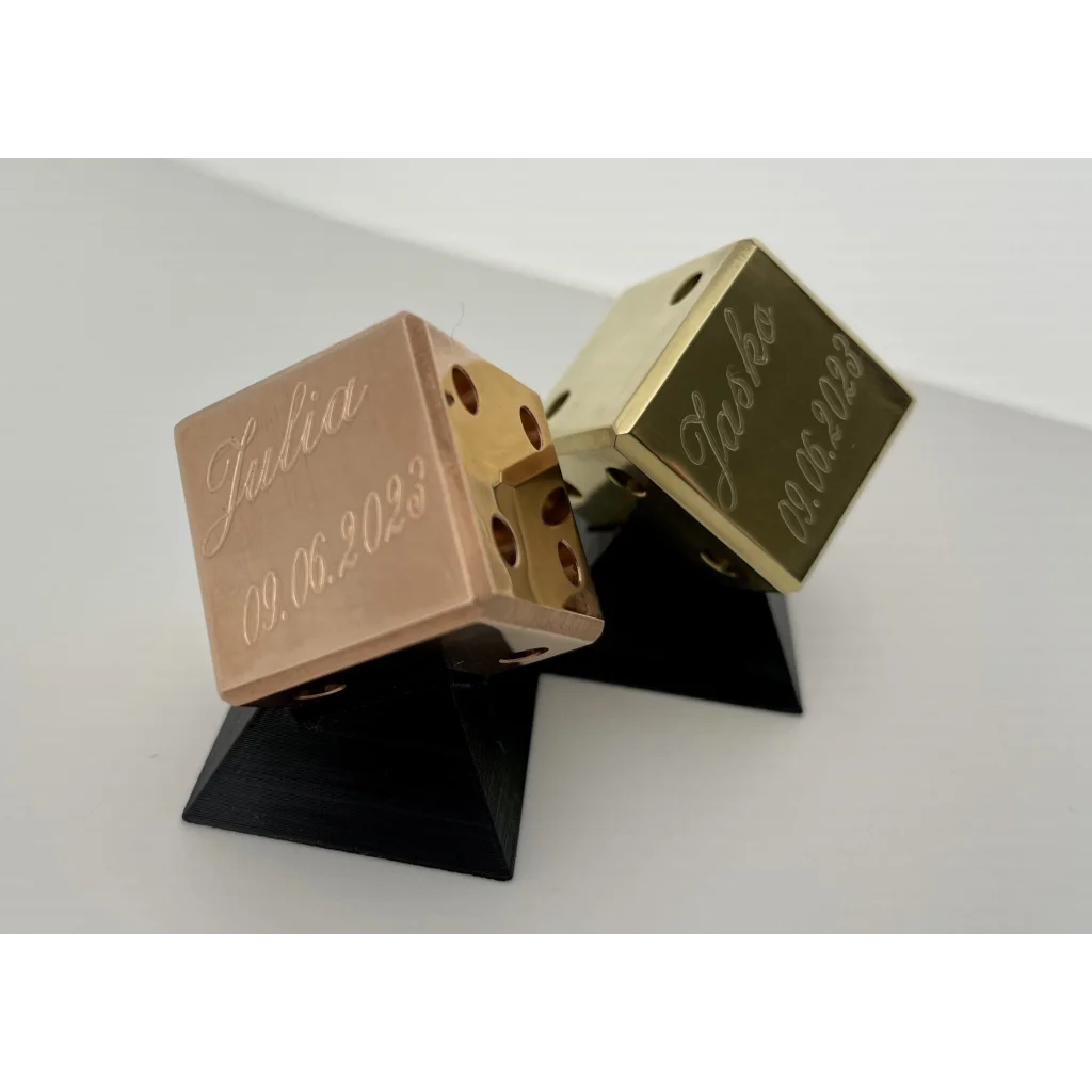 The PAIR Wedding Gift - Set of Two Dices in Copper and Brass