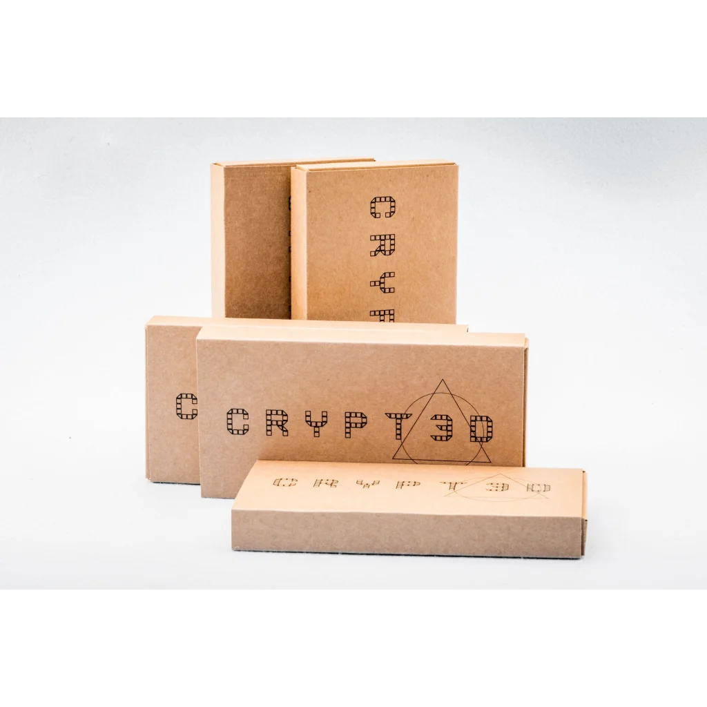 CRYPT3D, crypted is a mechanical puzzle dovetail triangle boxed in a pretty carton box
